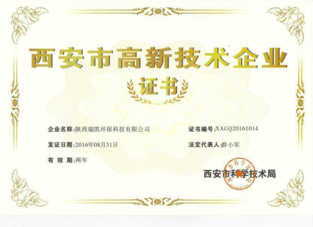 Xi'an Private Science and Technology Enterprise Certificate